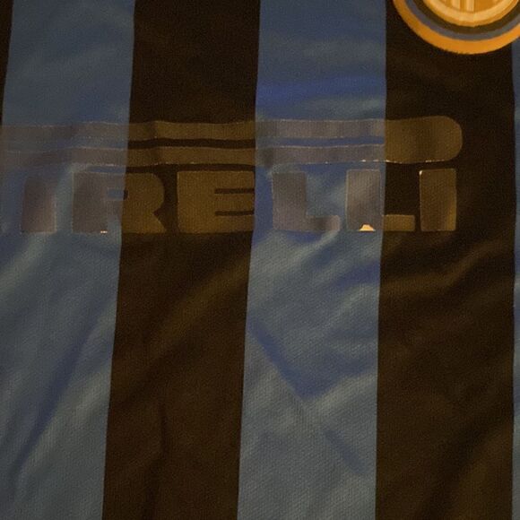 Y14 Inter Milan Pirelli soccer jersey. Pirelli patched peeled off blue black - Picture 2 of 9